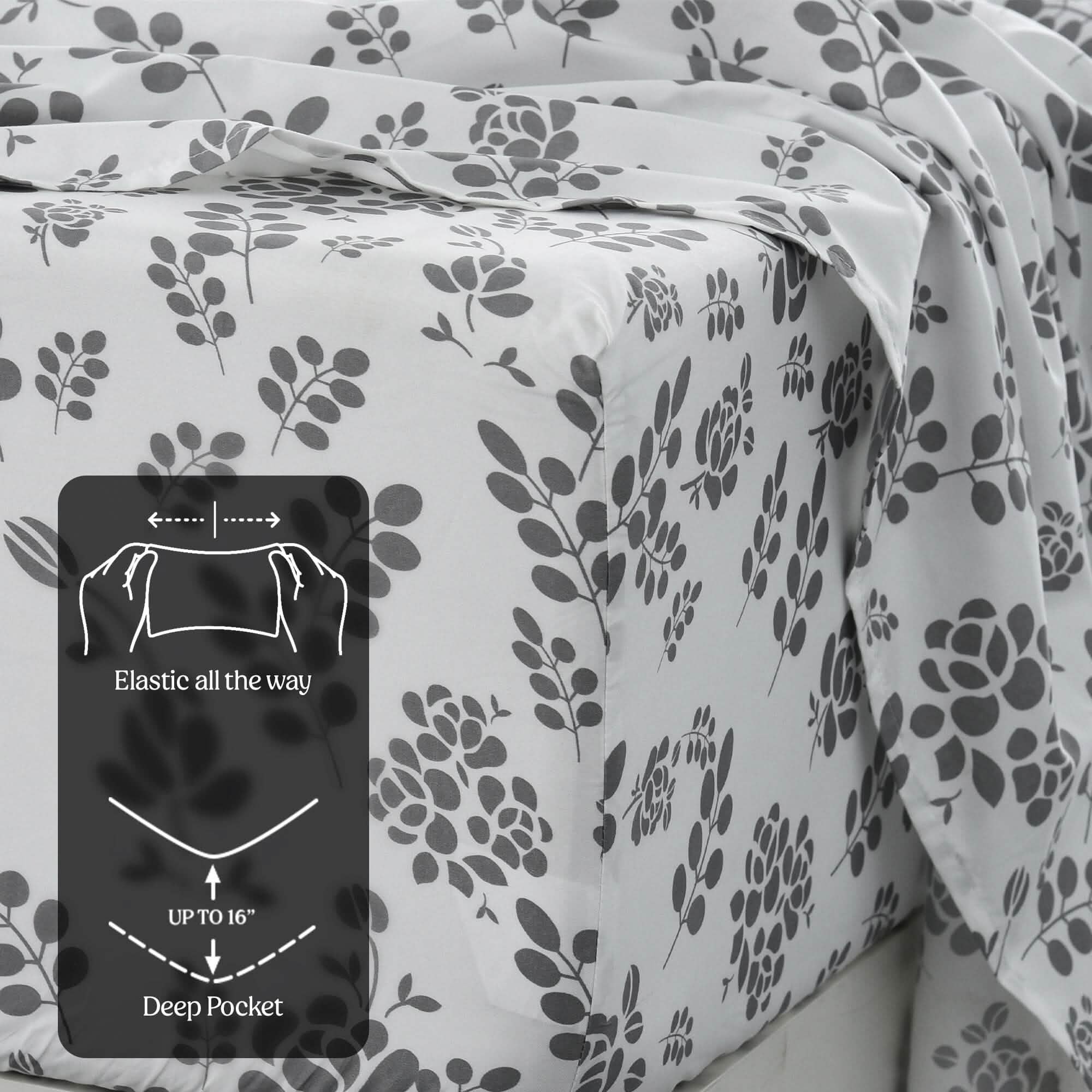 4-Piece Set: Floral Sheets Set Hypoallergenic Microfiber Ultra Soft Bed Sheets