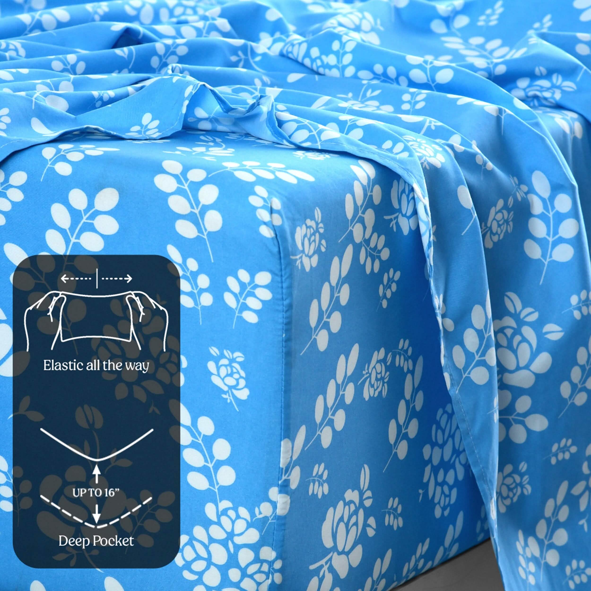 4-Piece Set: Floral Sheets Set Hypoallergenic Microfiber Ultra Soft Bed Sheets