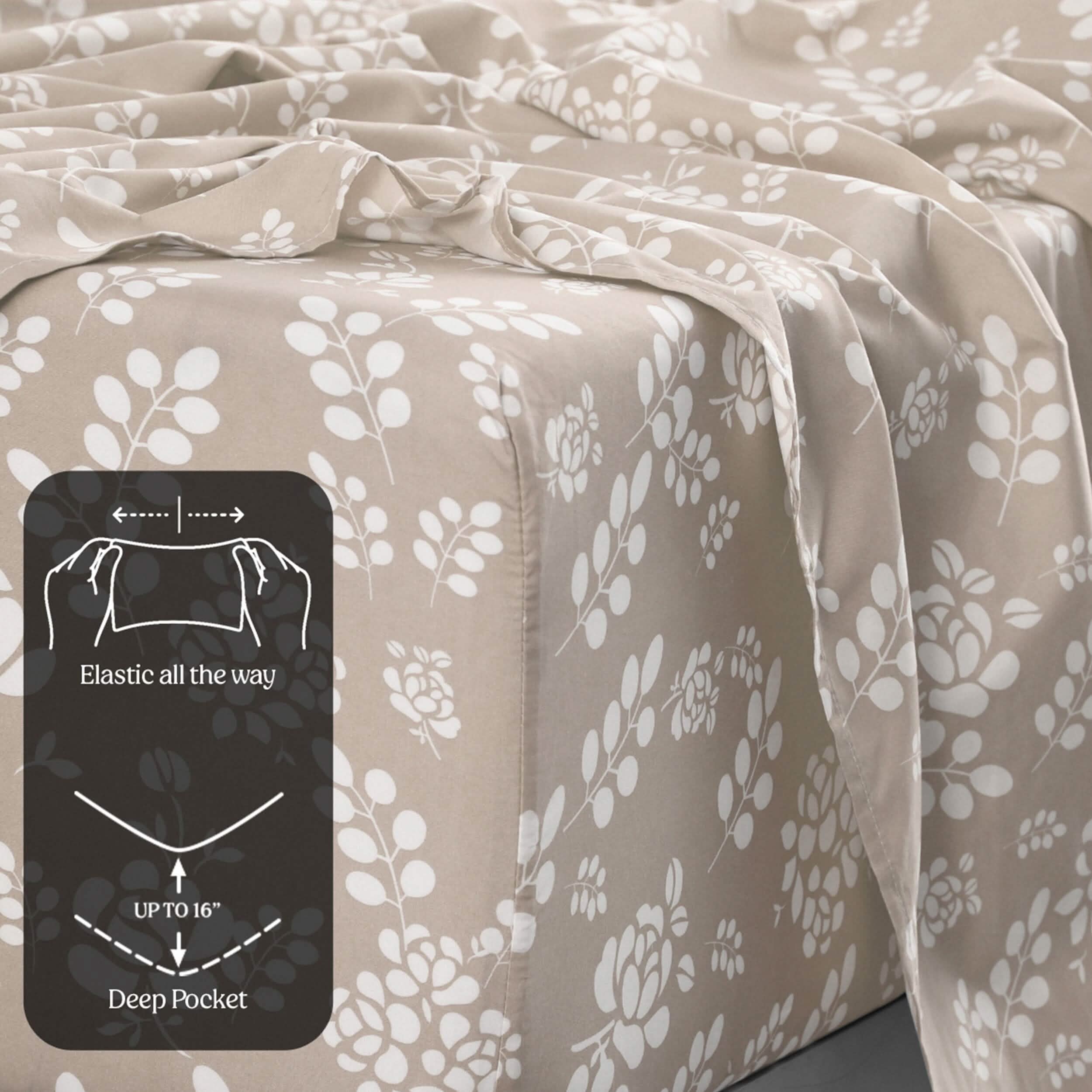 4-Piece Set: Floral Sheets Set Hypoallergenic Microfiber Ultra Soft Bed Sheets