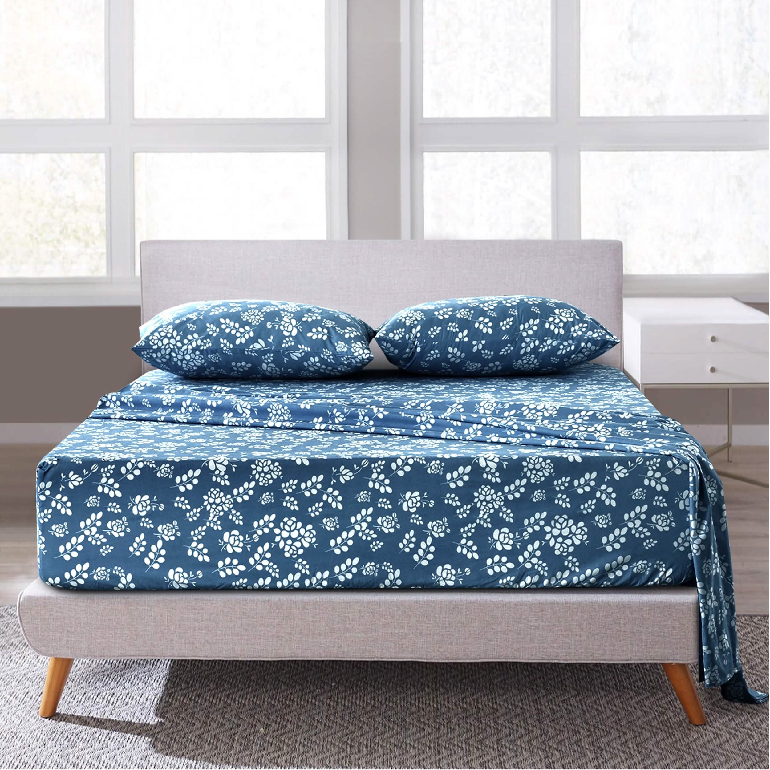 4-Piece Set: Floral Sheets Set Hypoallergenic Microfiber Ultra Soft Bed Sheets
