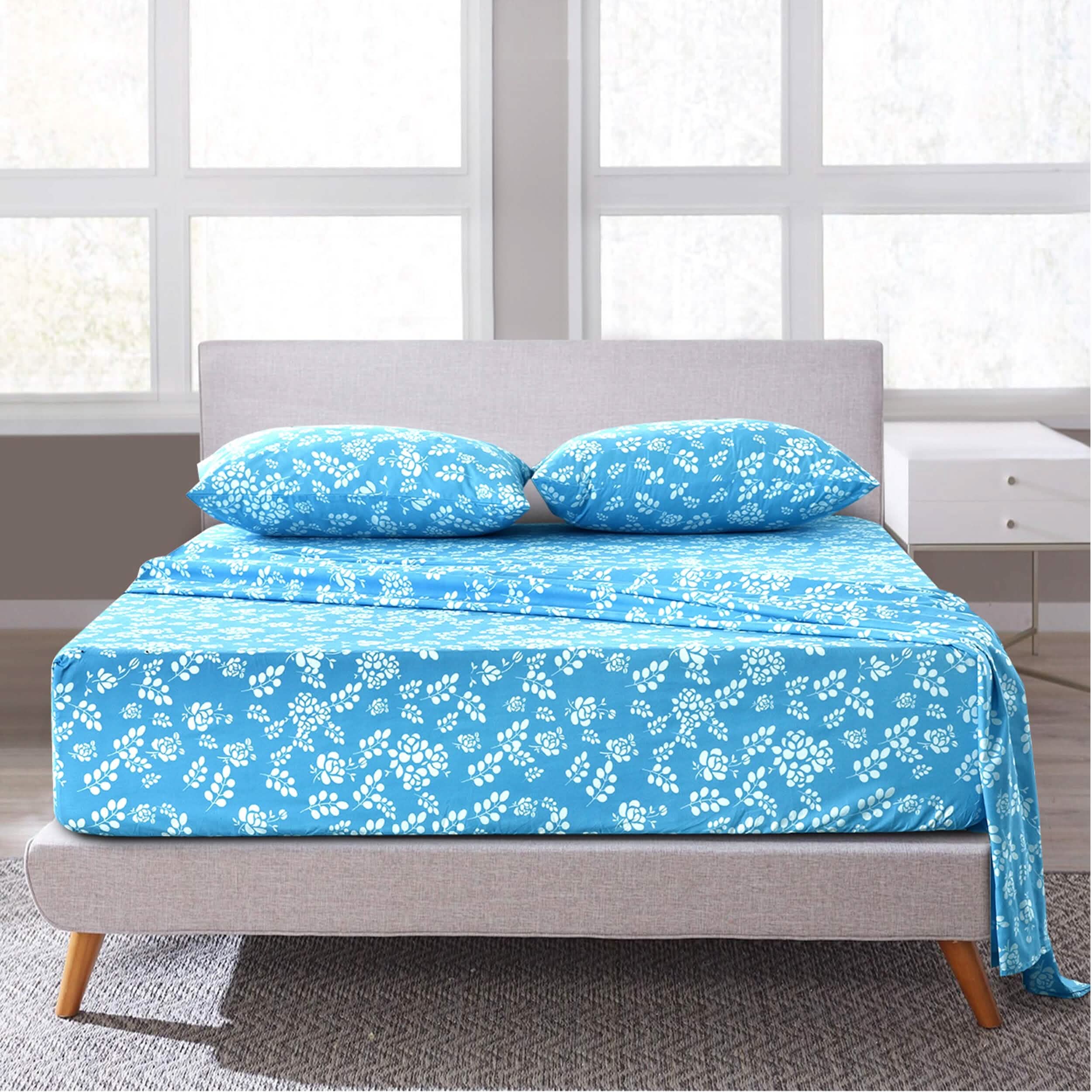 4-Piece Set: Floral Sheets Set Hypoallergenic Microfiber Ultra Soft Bed Sheets
