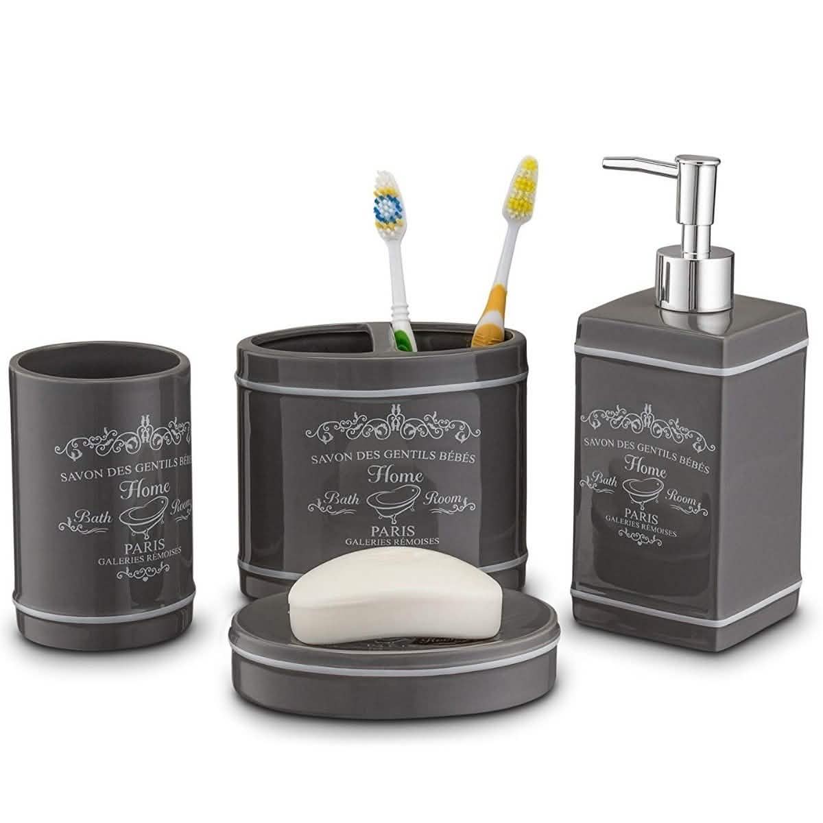 4 Piece Set: Home Basics Paris Collection Bathroom Accessories