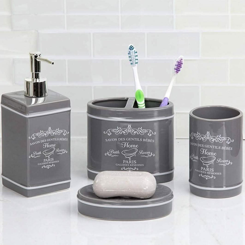 4 Piece Set: Home Basics Paris Collection Bathroom Accessories