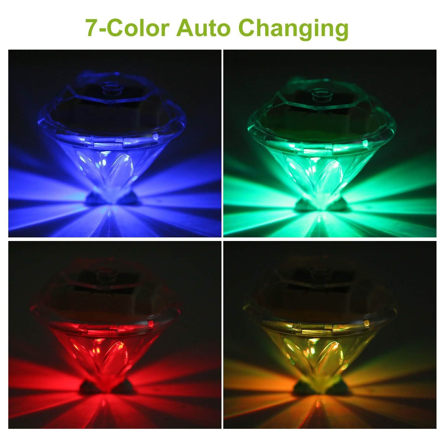 4-Piece: Solar Diamond LED Light Pathway Stake Decorative Lamp