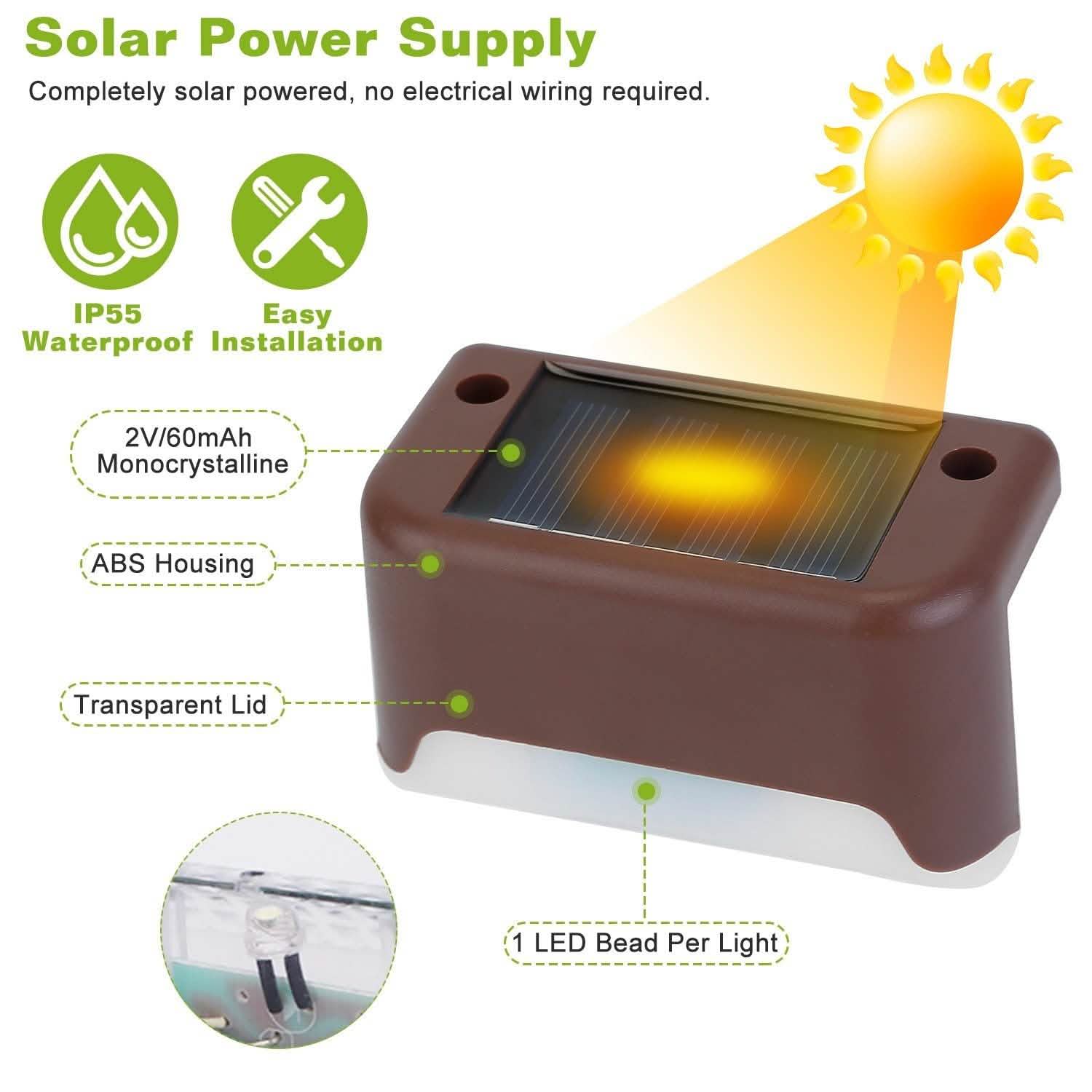 4-Piece: Solar Powered LED Step Lights