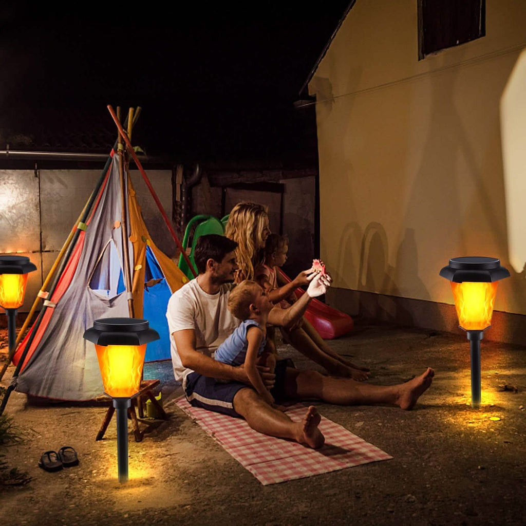 4-Piece: Solar Torch Outdoor Light with Flickering Flame