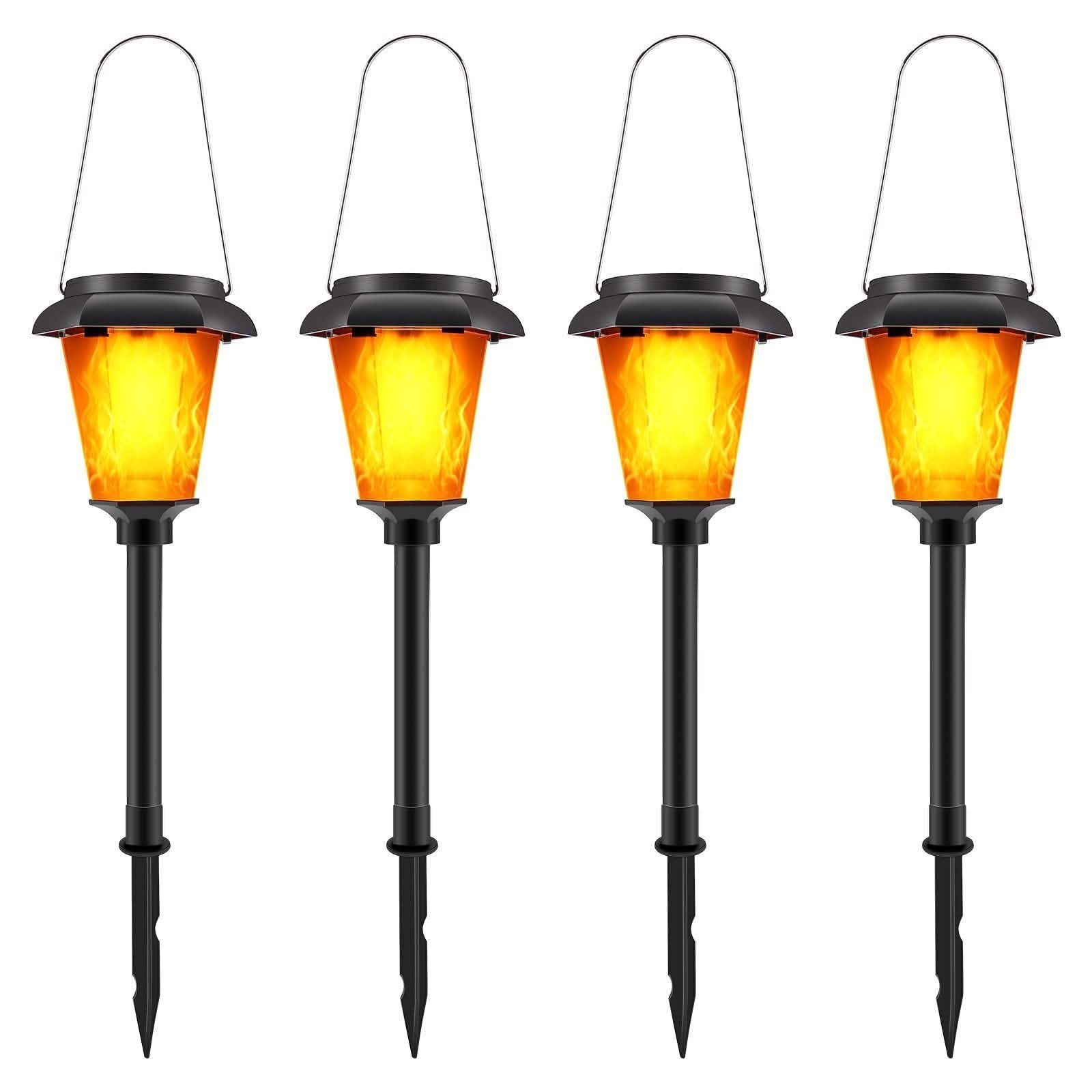 4-Piece: Solar Torch Outdoor Light with Flickering Flame