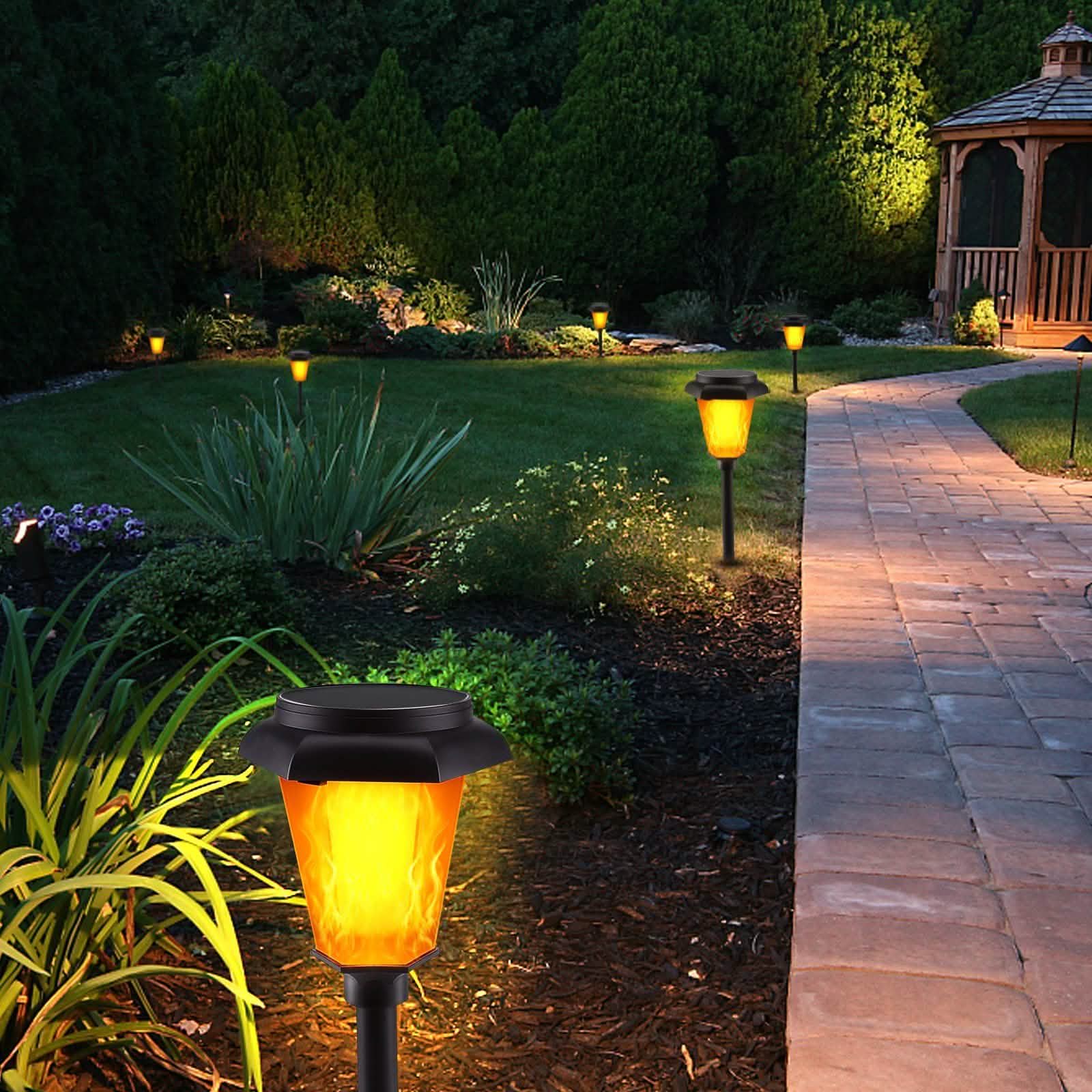 4-Piece: Solar Torch Outdoor Light with Flickering Flame