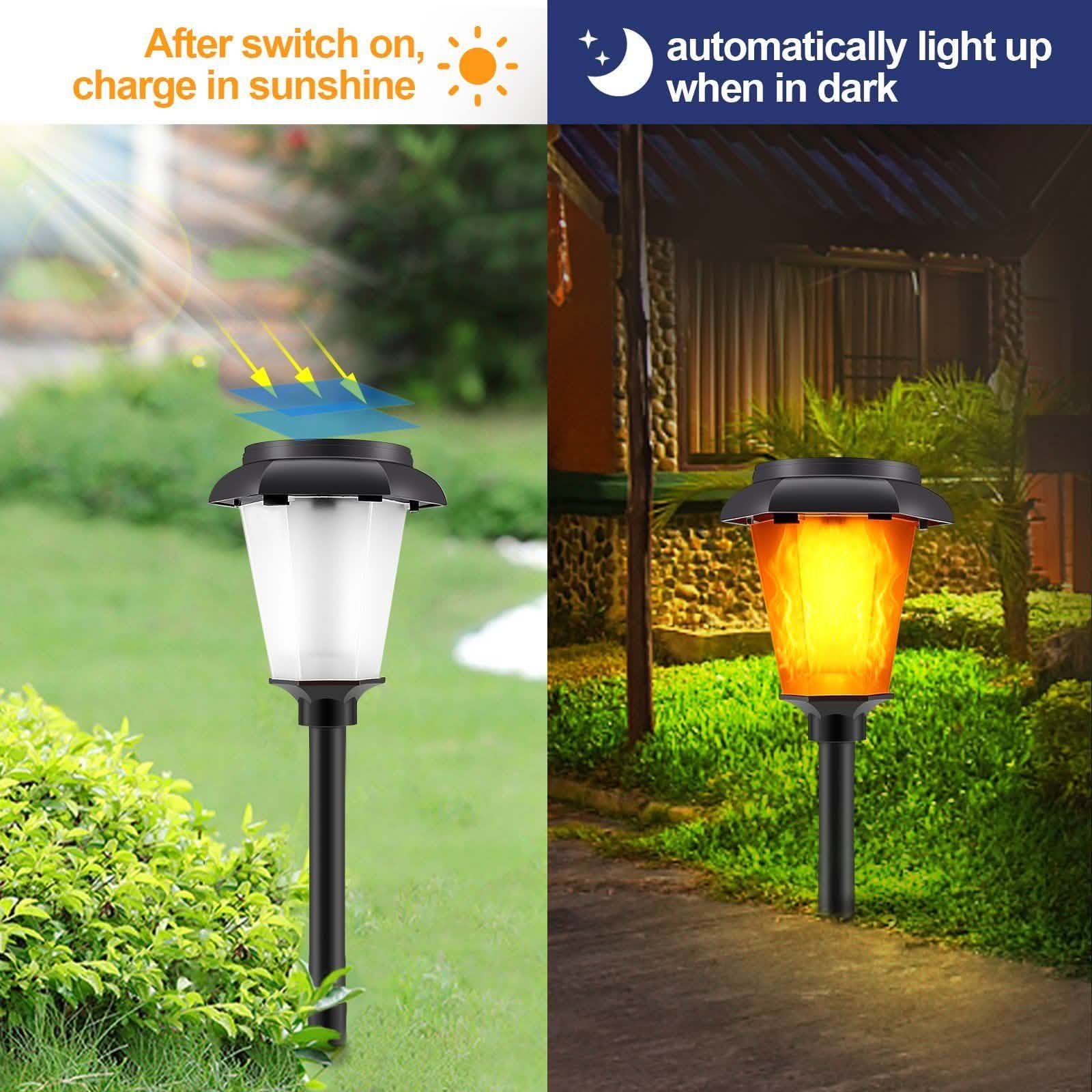 4-Piece: Solar Torch Outdoor Light with Flickering Flame