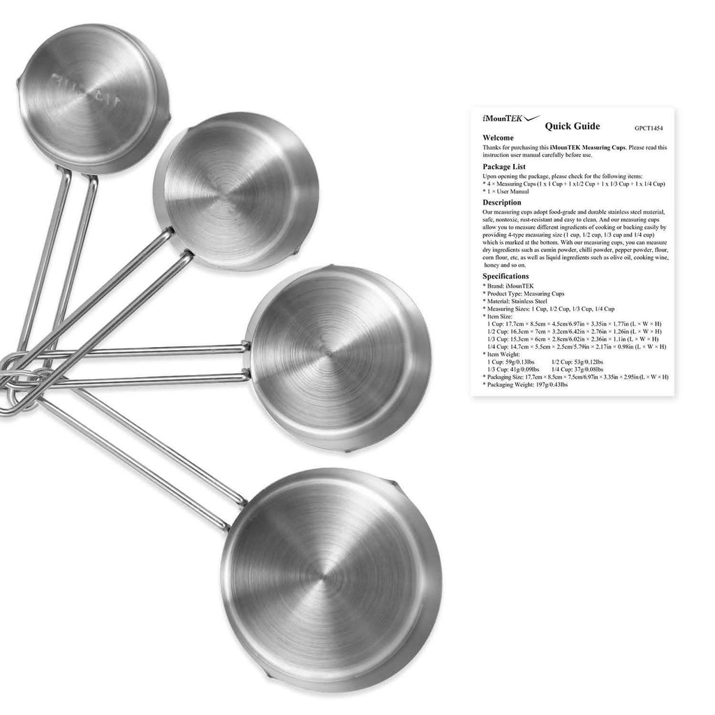 4-Piece: Stainless Steel Measuring Cups Stackable Kitchen Spoons Set