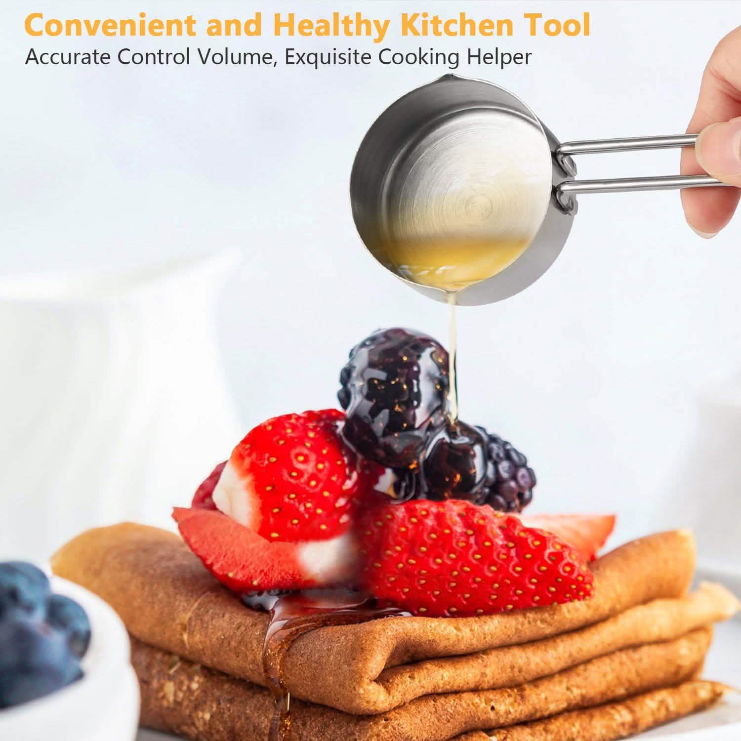 4-Piece: Stainless Steel Measuring Cups Stackable Kitchen Spoons Set