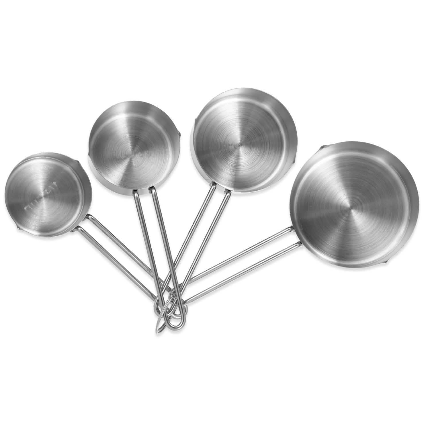 4-Piece: Stainless Steel Measuring Cups Stackable Kitchen Spoons Set