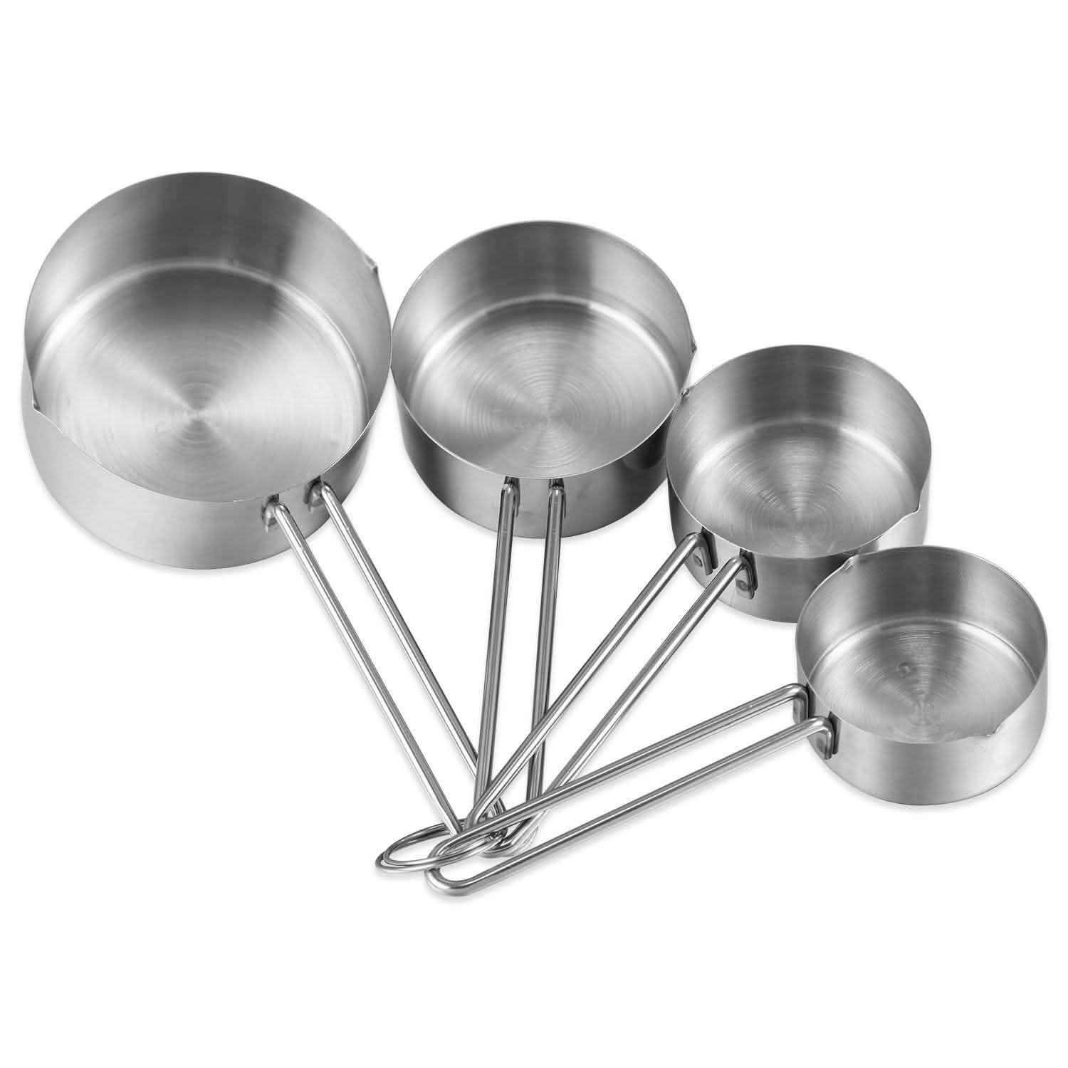 4-Piece: Stainless Steel Measuring Cups Stackable Kitchen Spoons Set