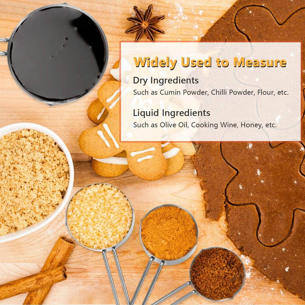 4-Piece: Stainless Steel Measuring Cups Stackable Kitchen Spoons Set