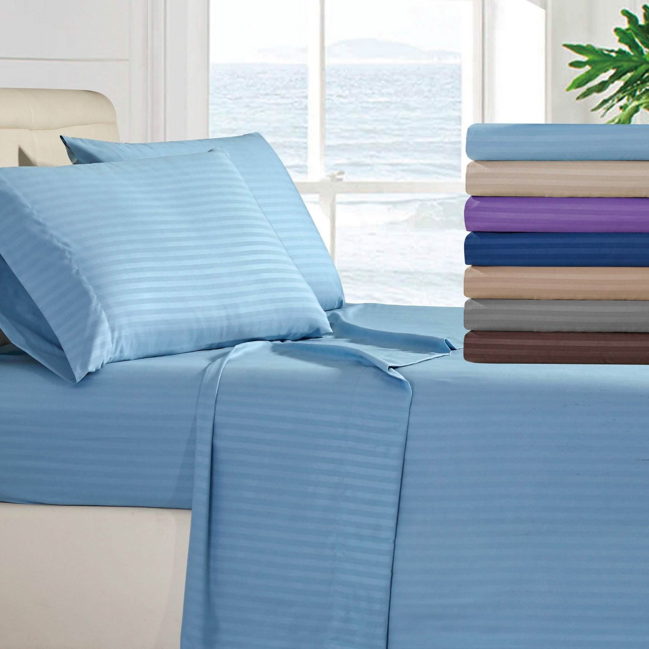 4-Piece: Stripe Smooth Textured Bedding Sheet Set