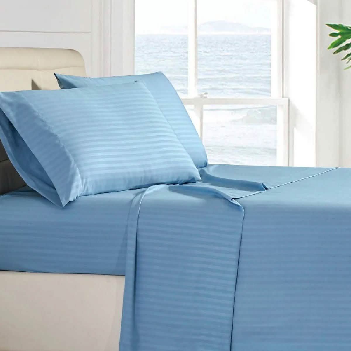 4-Piece: Stripe Smooth Textured Bedding Sheet Set