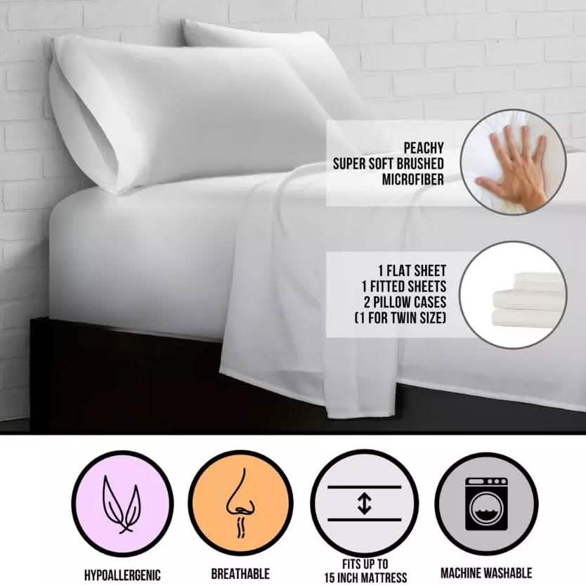 4-Piece: Super Soft Triple Brushed Microfiber Sheet Set
