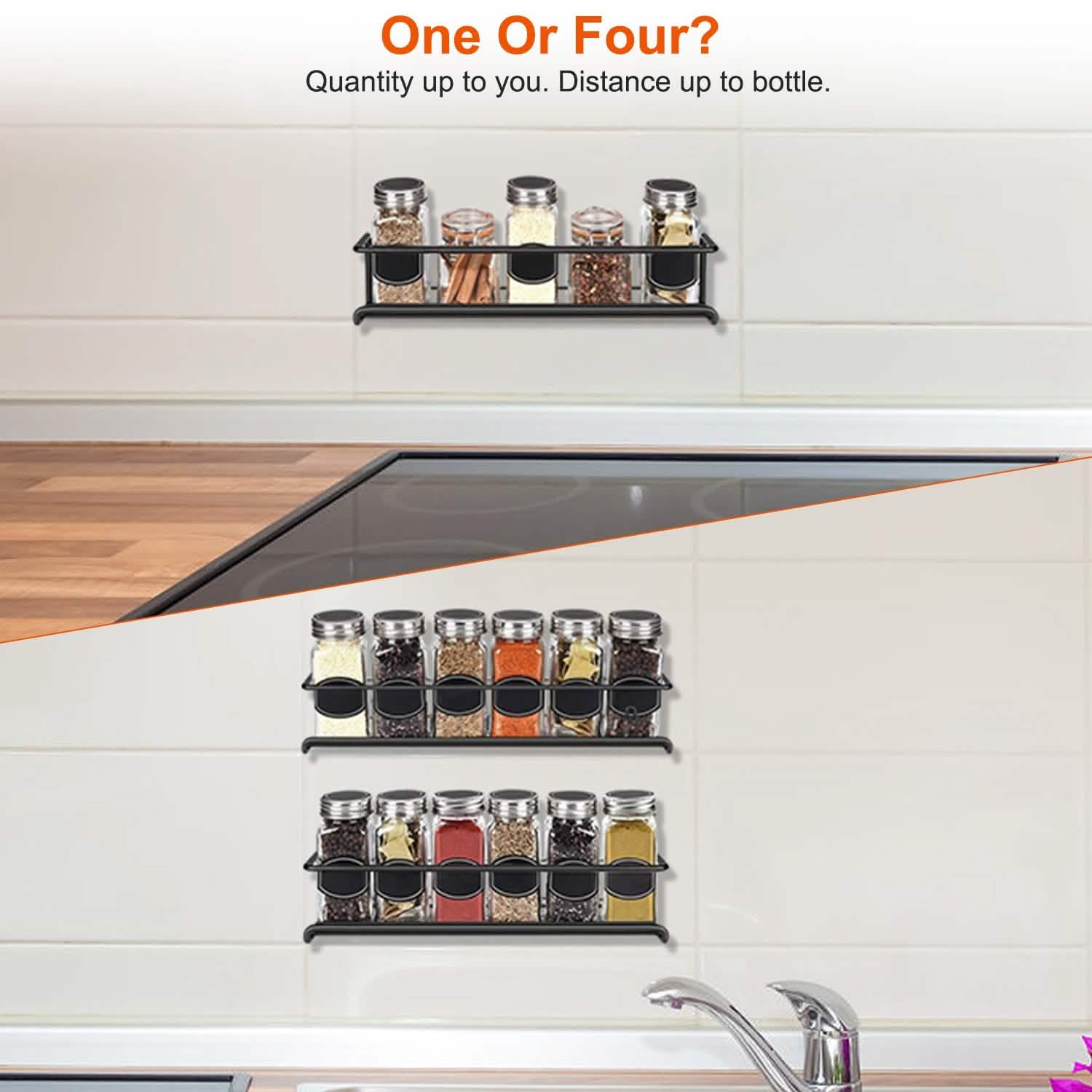 4-Piece: Wall Mount Spice Racks