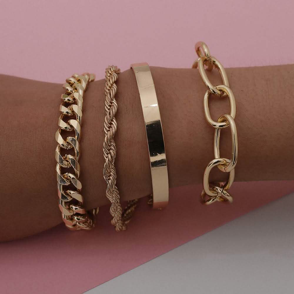 4-Piece: Women Adjustable Boho Chain Bracelets Set