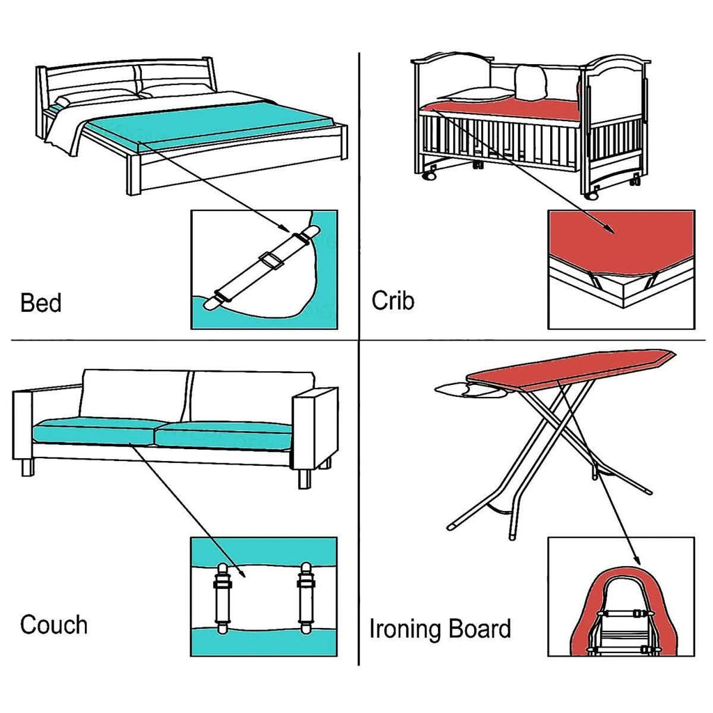 4-Pieces: Adjustable Bed Sheet Fasteners