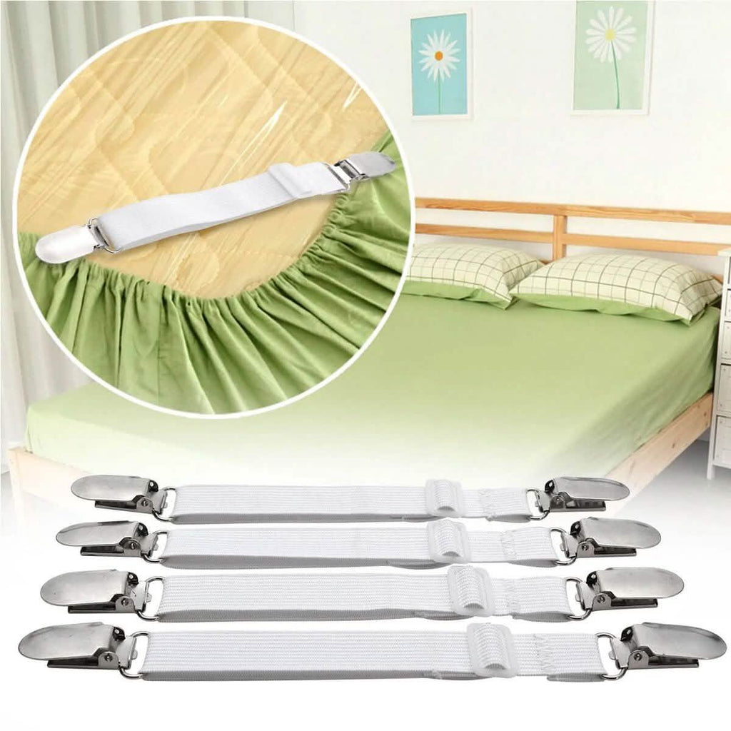 4-Pieces: Adjustable Bed Sheet Fasteners