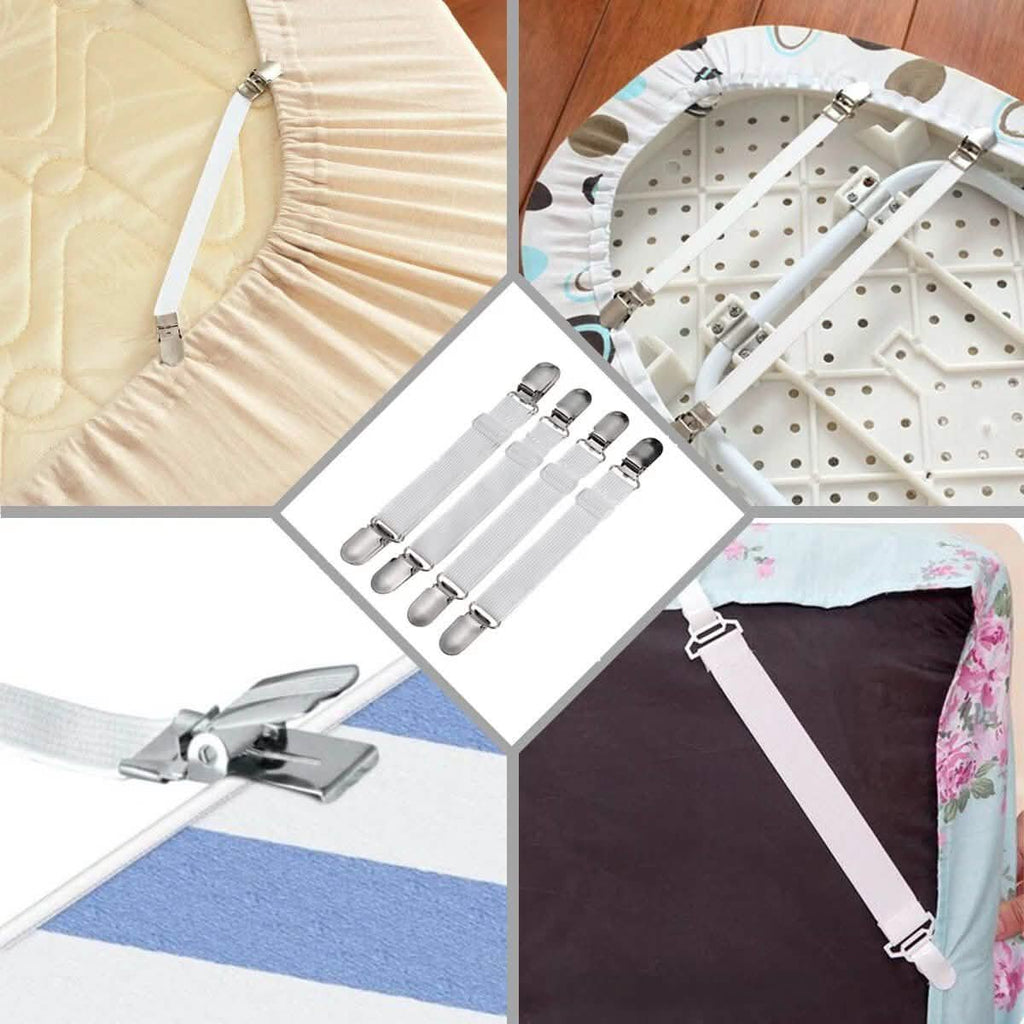 4-Pieces: Adjustable Bed Sheet Fasteners