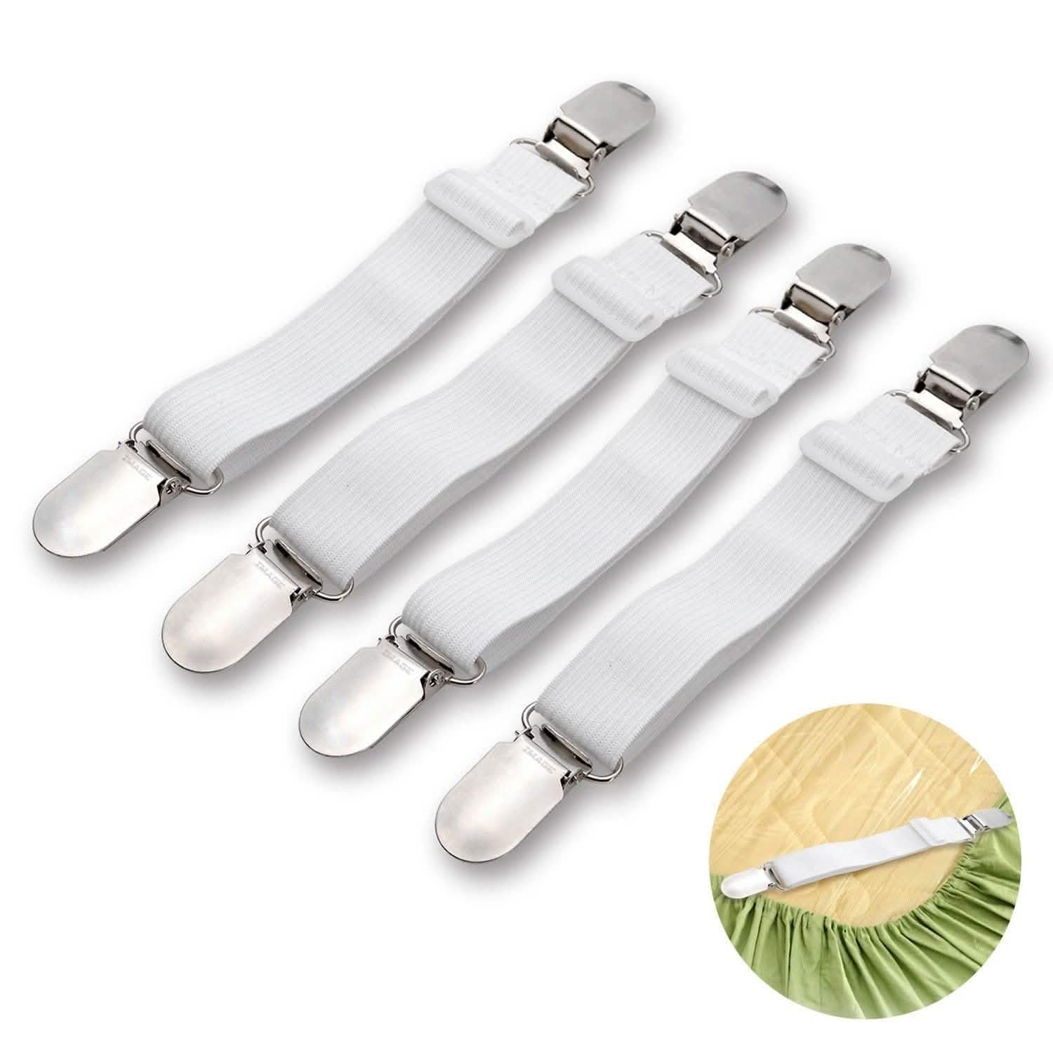 4-Pieces: Adjustable Bed Sheet Fasteners