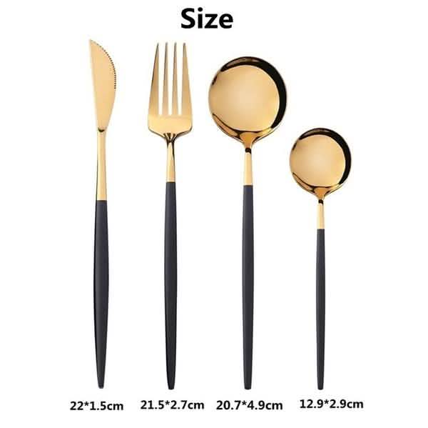 4-Pieces: Mirror Polish Dinnerware Set Stainless Steel Cutlery Set Flat Tableware