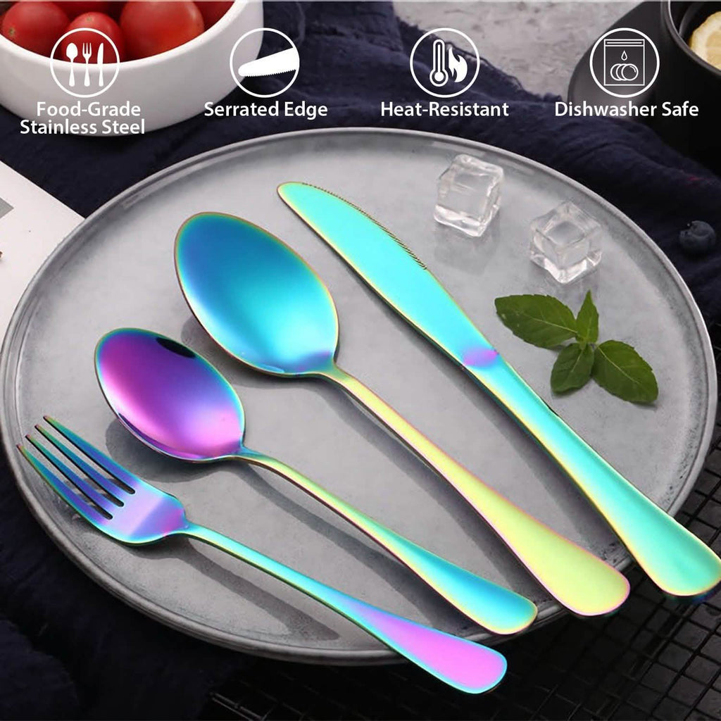 4-Pieces Set: Flatware Stainless Steel Silverware Cutlery Kitchen Set