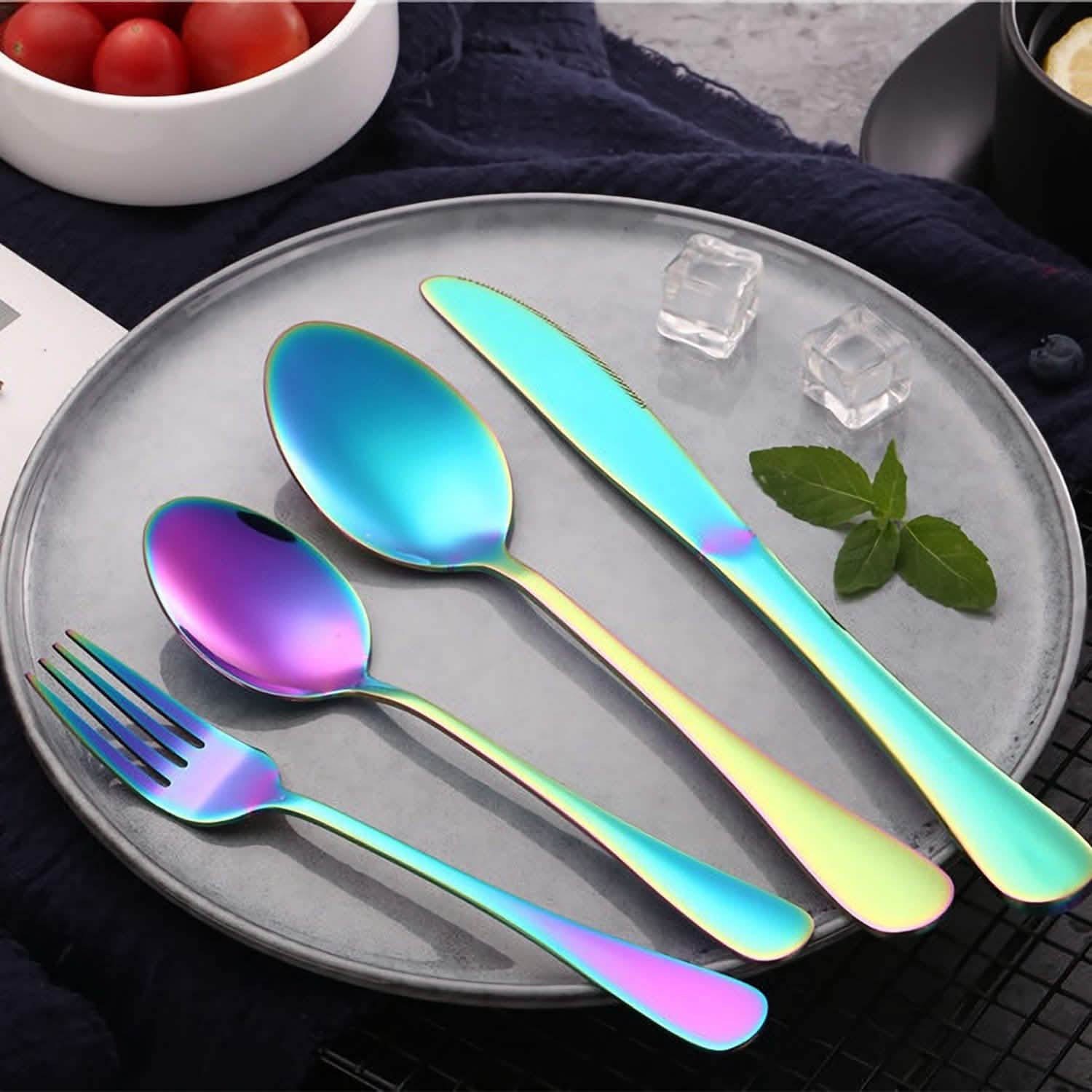 4-Pieces Set: Flatware Stainless Steel Silverware Cutlery Kitchen Set