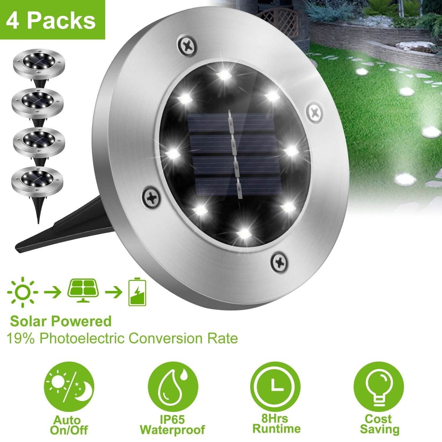 4-Pieces: Solar Powered Ground Light