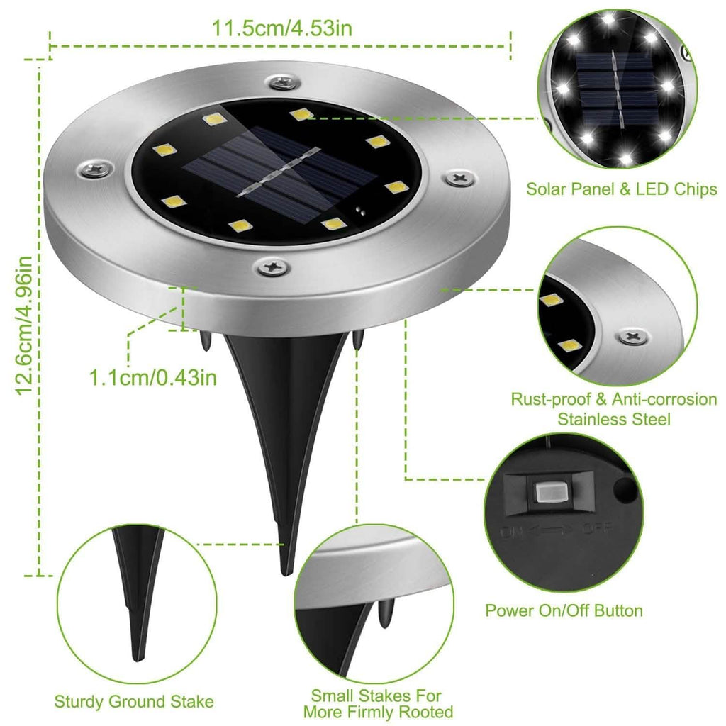 4-Pieces: Solar Powered Ground Light