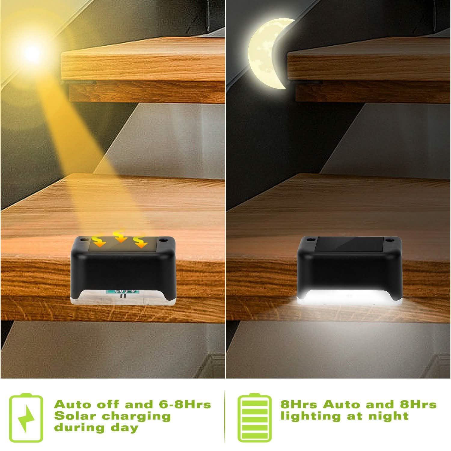 4-Pieces: Solar Powered LED Step Lights