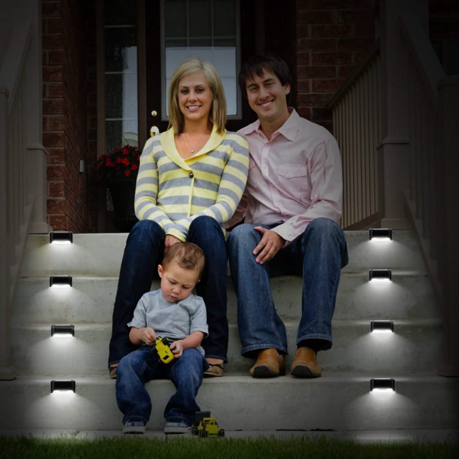 4-Pieces: Solar Powered LED Step Lights