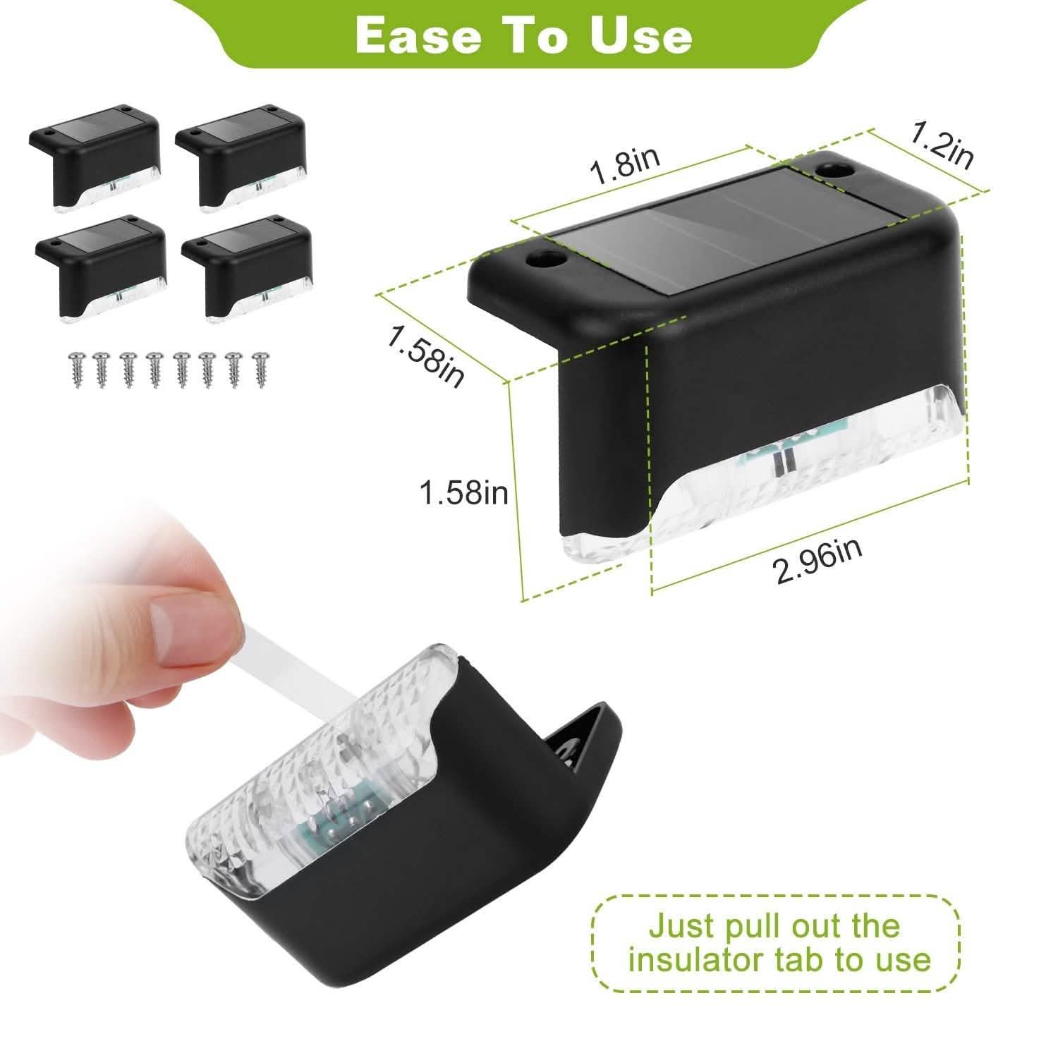 4-Pieces: Solar Powered LED Step Lights