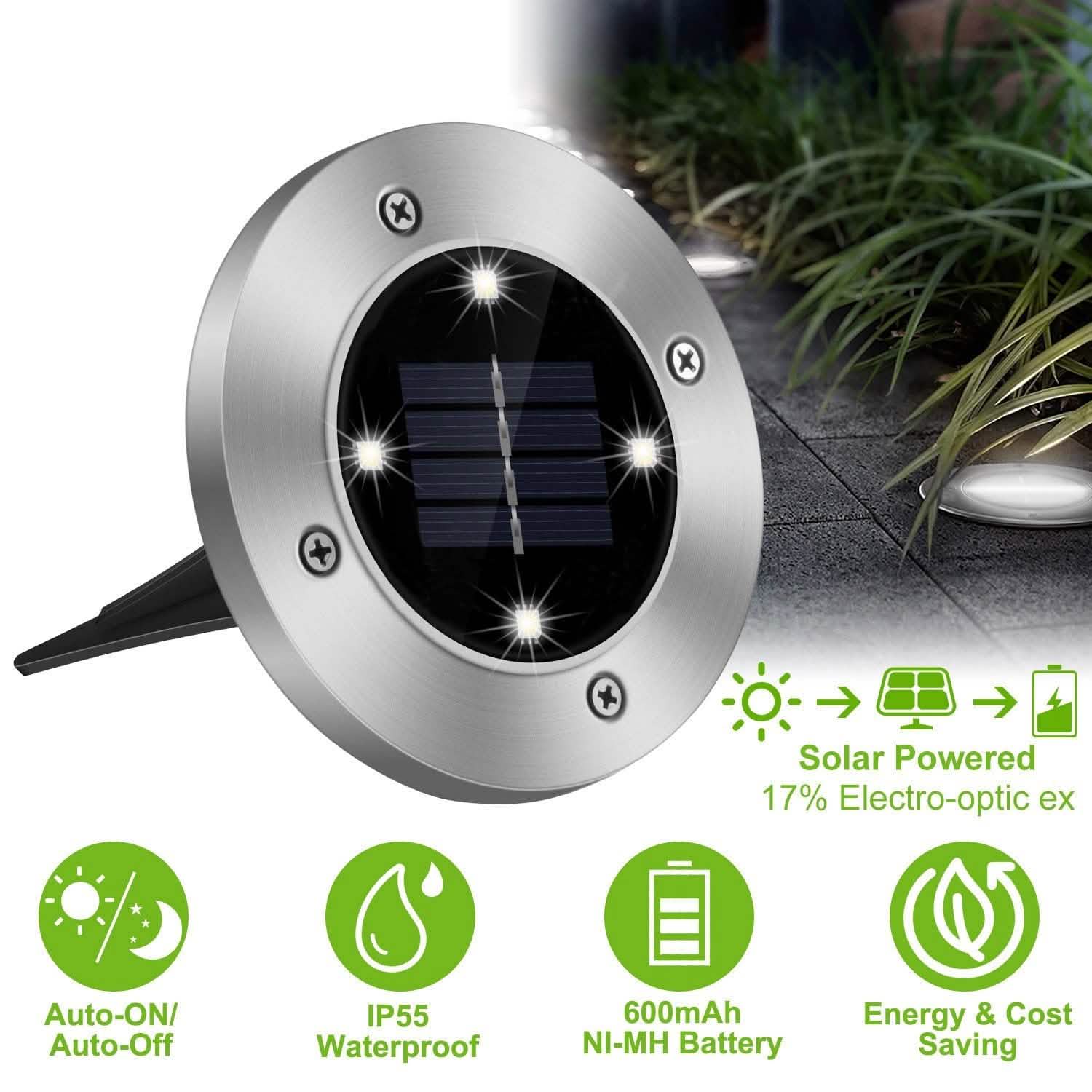 4-Pieces: Solar Waterproof Ground Light