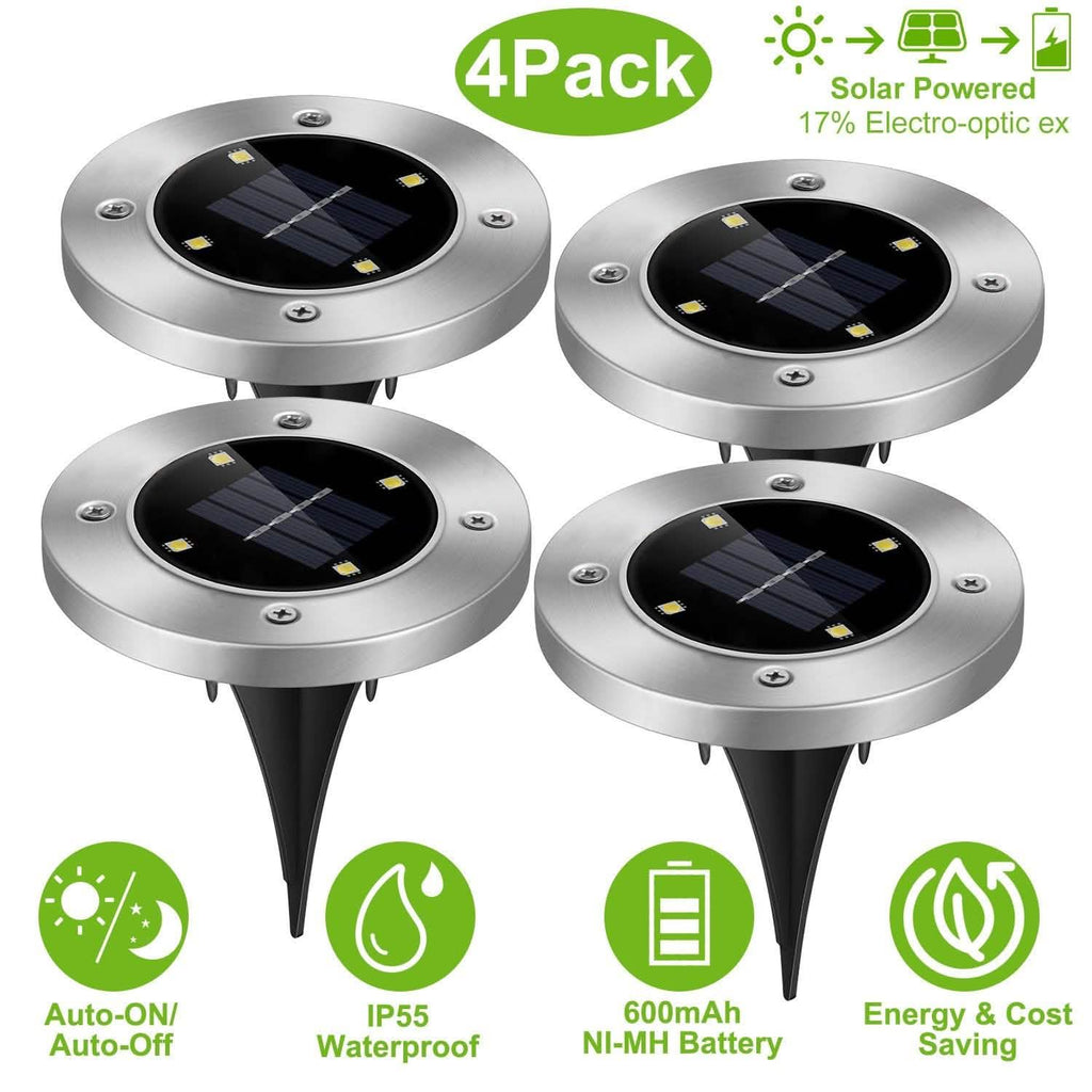 4-Pieces: Solar Waterproof Ground Light