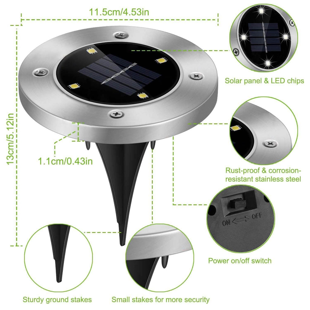 4-Pieces: Solar Waterproof Ground Light
