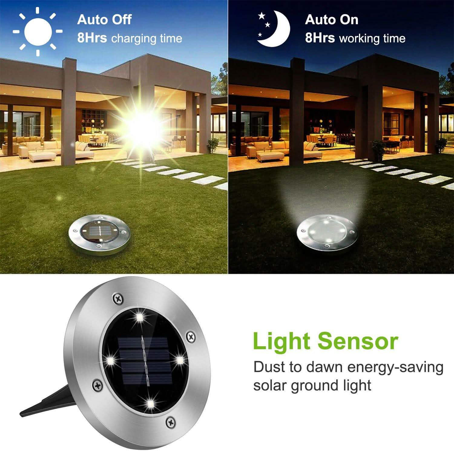 4-Pieces: Solar Waterproof Ground Light