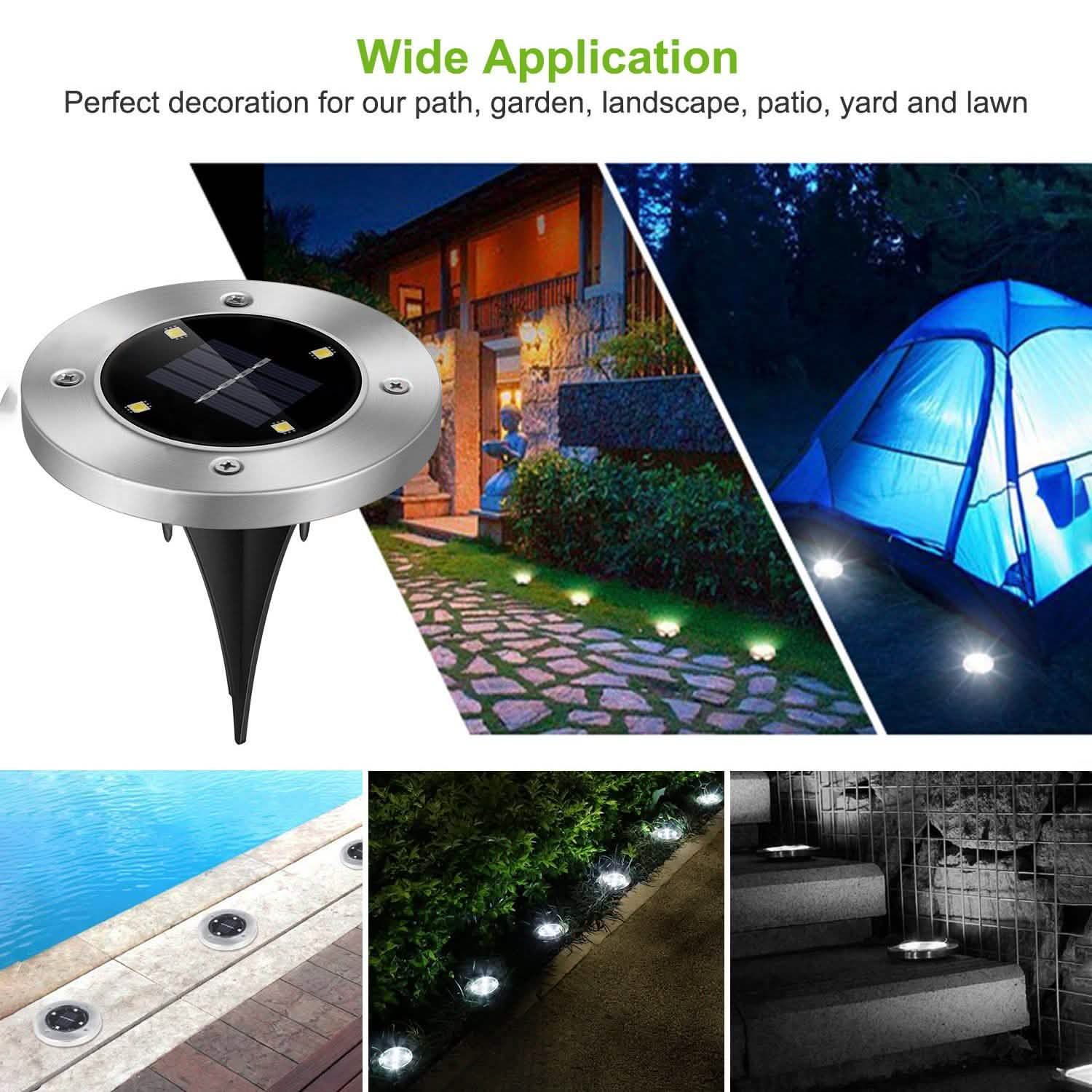 4-Pieces: Solar Waterproof Ground Light