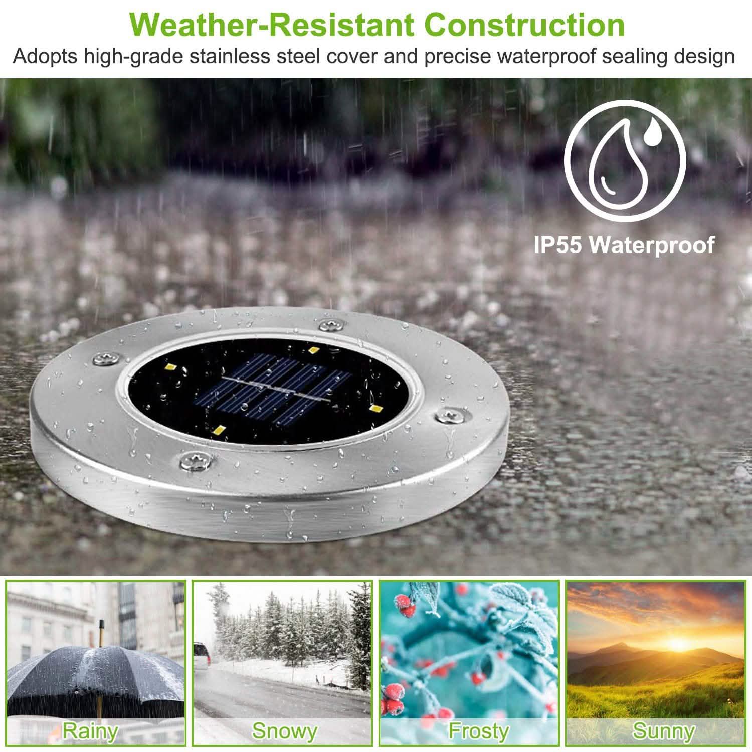 4-Pieces: Solar Waterproof Ground Light