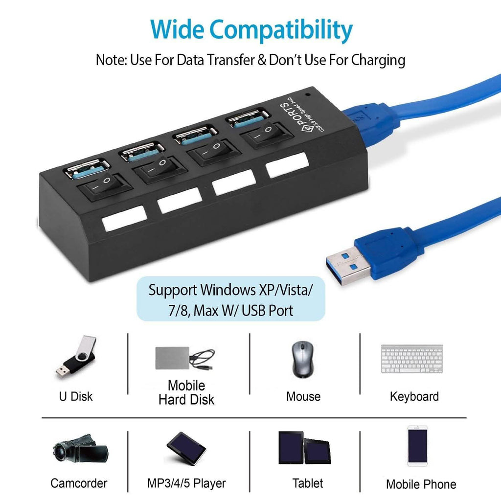 4 Port USB 3.0 Hub High Speed Adapter