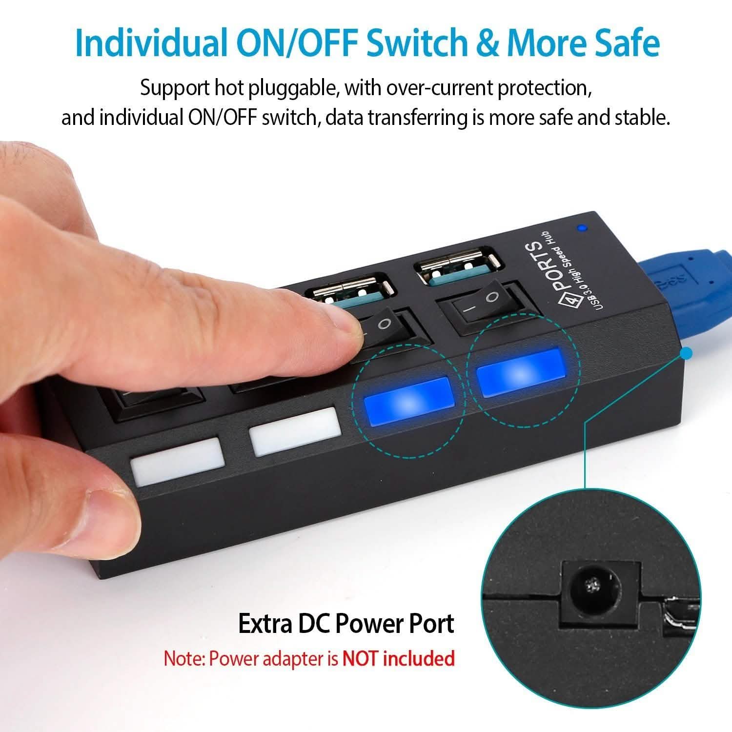 4 Port USB 3.0 Hub High Speed Adapter