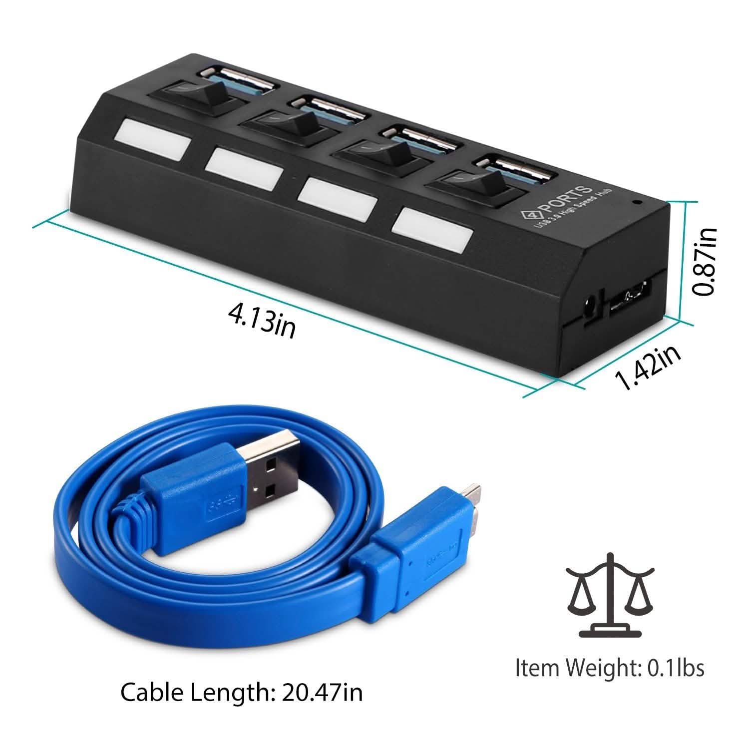 4 Port USB 3.0 Hub High Speed Adapter