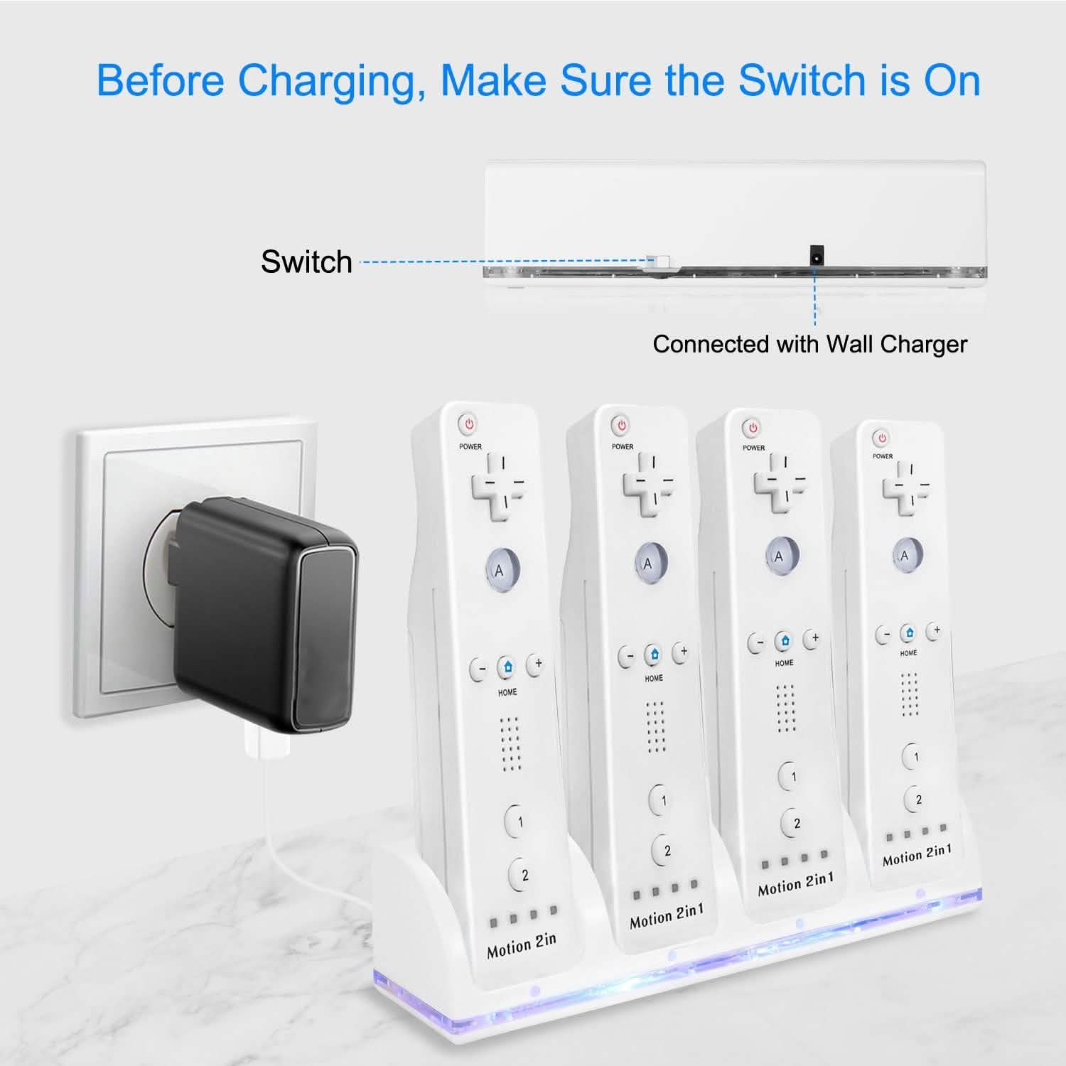 4 Remotes Charging Dock