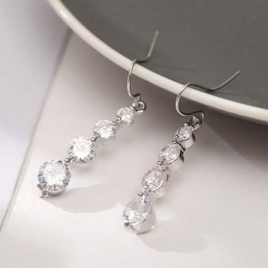 4 Row Graduated Crystal Drop Earrings