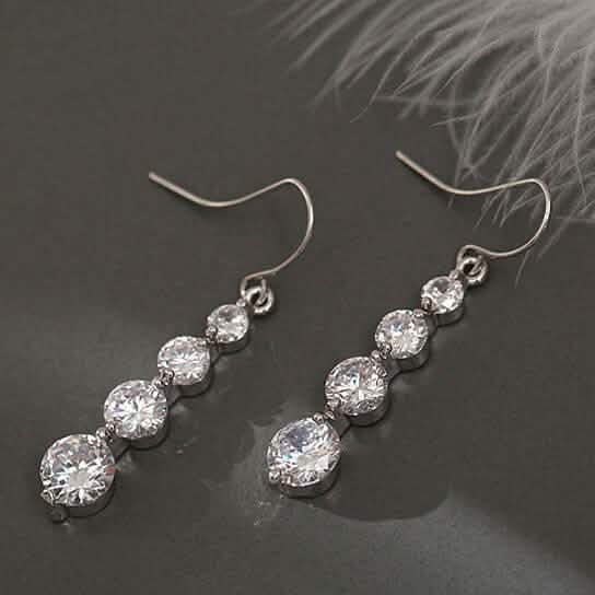4 Row Graduated Crystal Drop Earrings