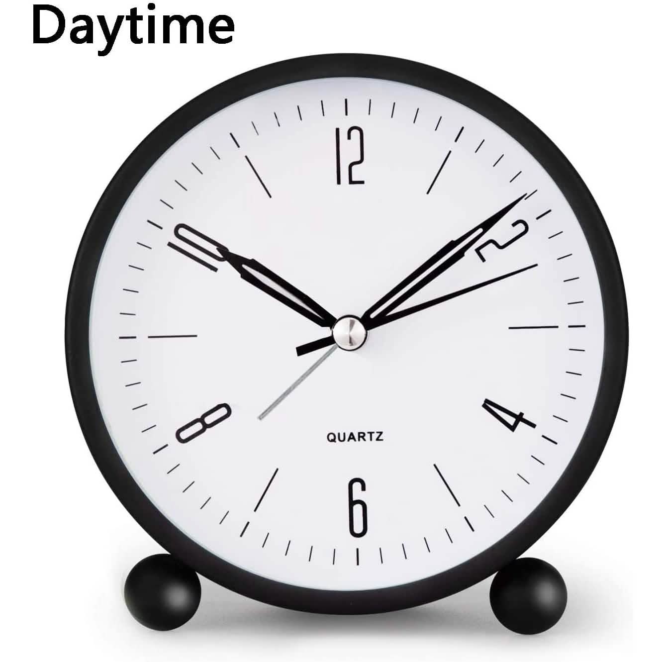 4" Super Silent Non Ticking Analog Alarm Clock with Night Light