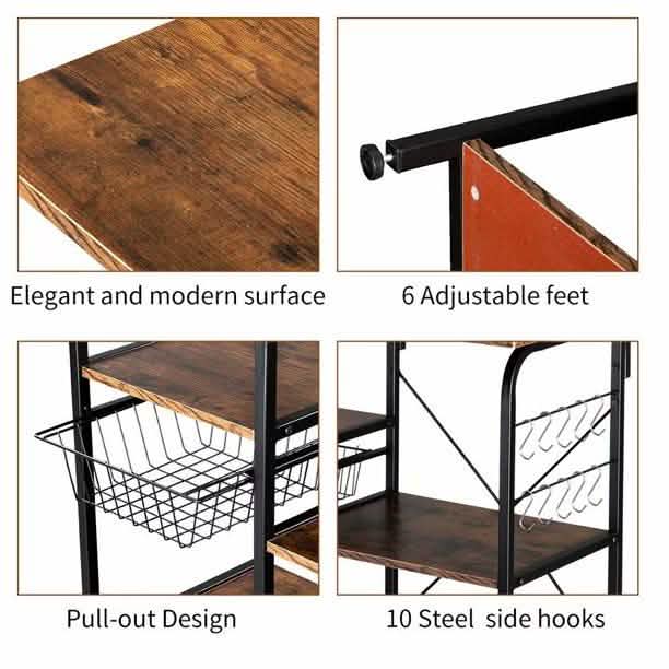 4-Tier 3-Tier Shelf Vintage Kitchen Baker's Rack Utility Storage Shelf