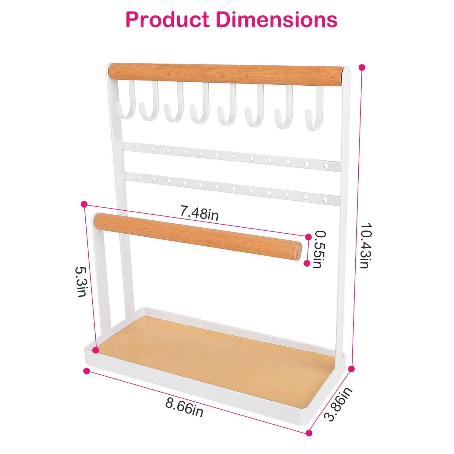 4-Tier Tabletop Wooden Jewelry Display Stand